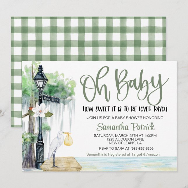 Bayou Swamp Baby Shower Invitation (Front/Back)