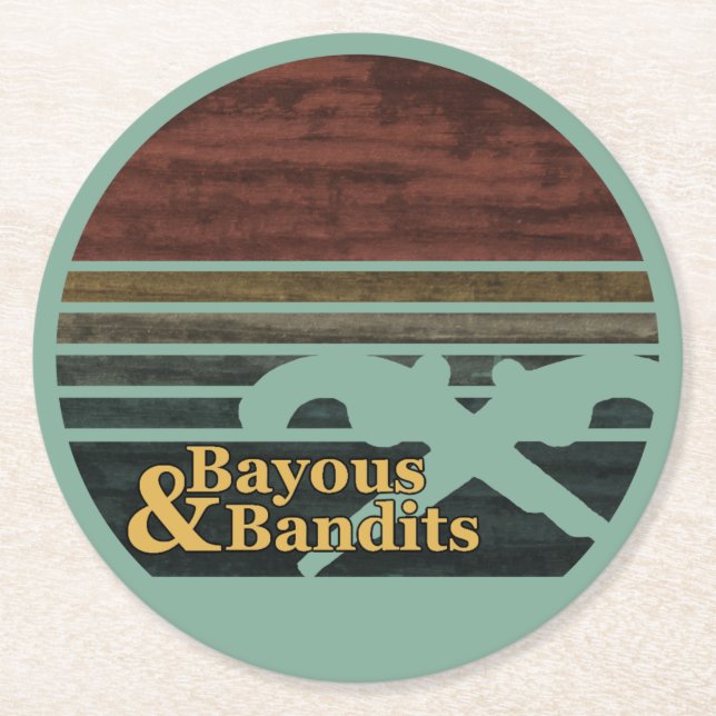 Bayous & Bandits Retro Sunset  Round Paper Coaster (Front)