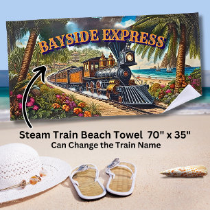 Bayside Express Steam Train at the Beach  Towel