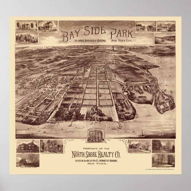 Bayside Park - Queens, NY Panoramic Map - 1915 Poster (Front)