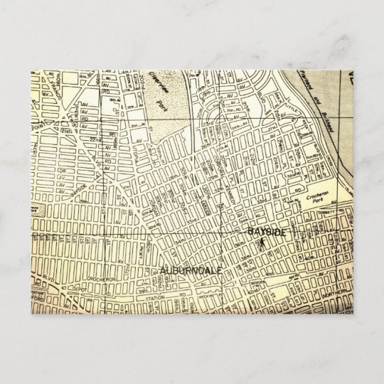 Bayside, Queens, NY Vintage Map Postcard Zazzle.co.uk