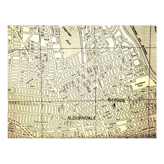 Bayside, Queens, NY Vintage Map Postcard Zazzle.co.uk