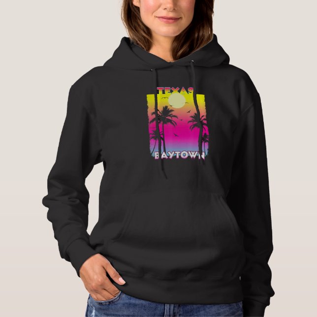 Baytown Texas Tx Summer Vintage Sunset Hoodie (Front)