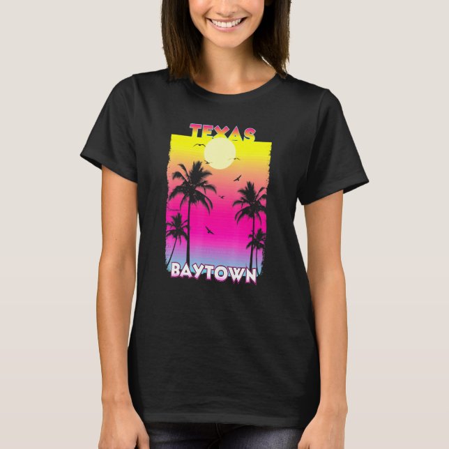 Baytown Texas Tx Summer Vintage Sunset T-Shirt (Front)