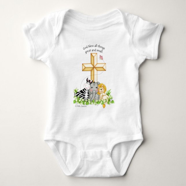 BaZooples "God bless all things..." Baby Onsie Bodysuit (Front)