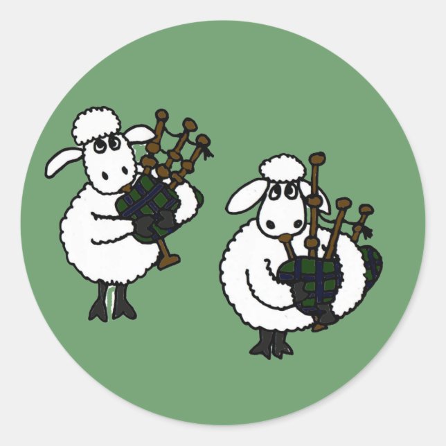 BB- Awesome Sheep Playing Bagpipes Classic Round Sticker (Front)