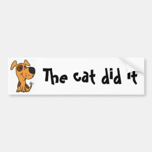 BB- Funny Dog Cartoon Blaming Cat bumper sticker