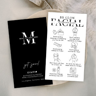 BB Glow Facial Aftercare Instructions Minimalist Business Card