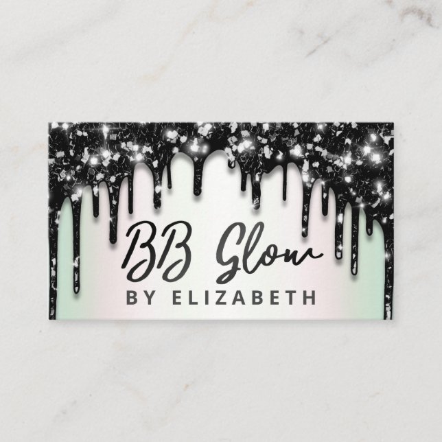 BB Glow Treatment Black Glitter Business Card (Front)