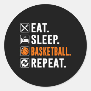 Bball Eat Sleep Basball Repeat Funny Basball Classic Round Sticker