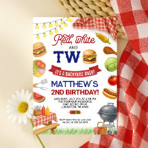 BBQ 2nd Birthday Invitation Summer Grill Birthday