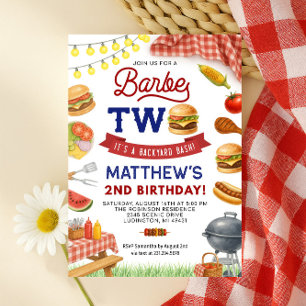 BBQ 2nd Birthday Invitation Summer Grill Birthday