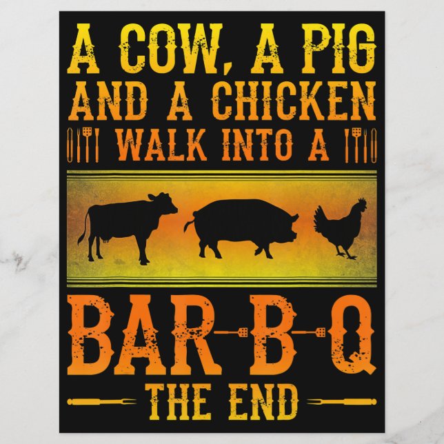 BBQ | A Cow A Pig And A Chicken Walk Into A BBQ Flyer (Front)