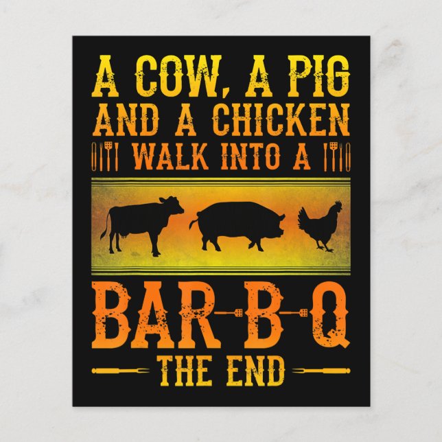 BBQ | A Cow A Pig And A Chicken Walk Into A BBQ Flyer (Front)