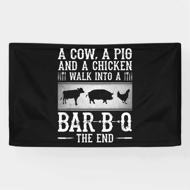 BBQ | A Cow A Pig And A Chicken Walk Into BBQ Banner (Horizontal)