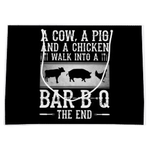 BBQ A Cow A Pig And A Chicken Walk Into BBQ Large Gift Bag