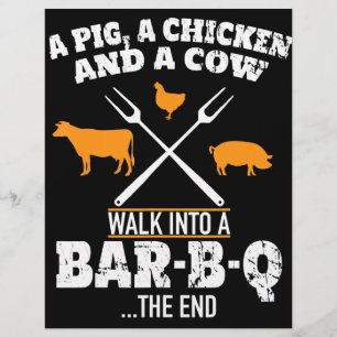 BBQ A Pig A Chicken And A Cow Funny BBQ Flyer