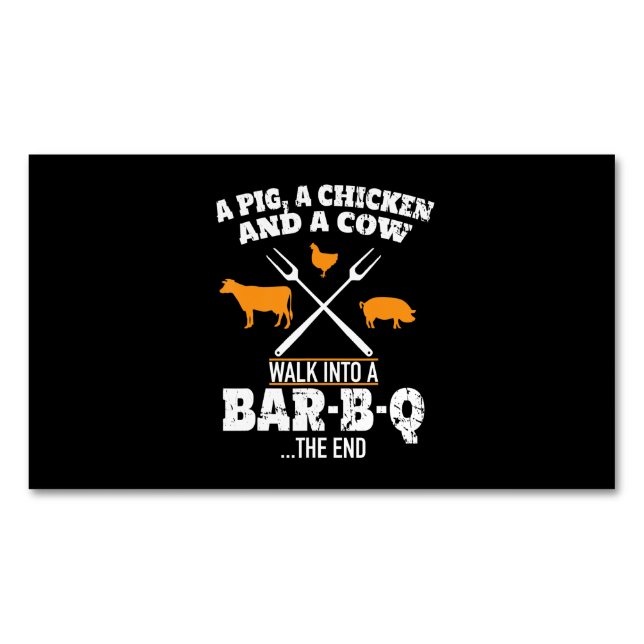 BBQ | A Pig A Chicken And A Cow Funny BBQ Magnetic Business Card (Front)