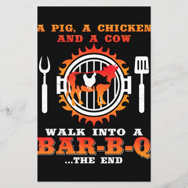 BBQ | A Pig And A Chicken Walk Into A Bar BBQ Flyer (Front)