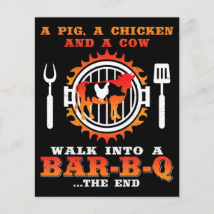 BBQ A Pig And A Chicken Walk Into A Bar BBQ Flyer