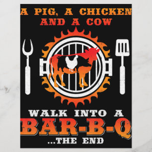 BBQ A Pig And A Chicken Walk Into A Bar BBQ Flyer