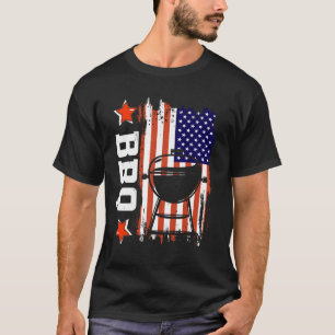 BBQ American Flag BBQ Love 4th Of July T-Shirt