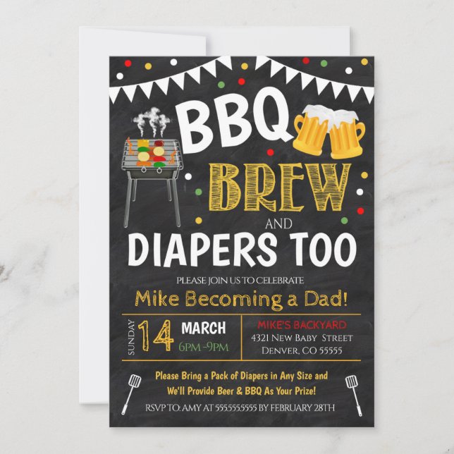 BBQ and Beer Baby Shower Invitation (Front)