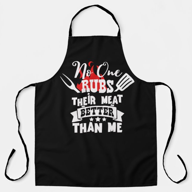BBQ Apron No one Rubs His Meat Funny Aprons  (Front)