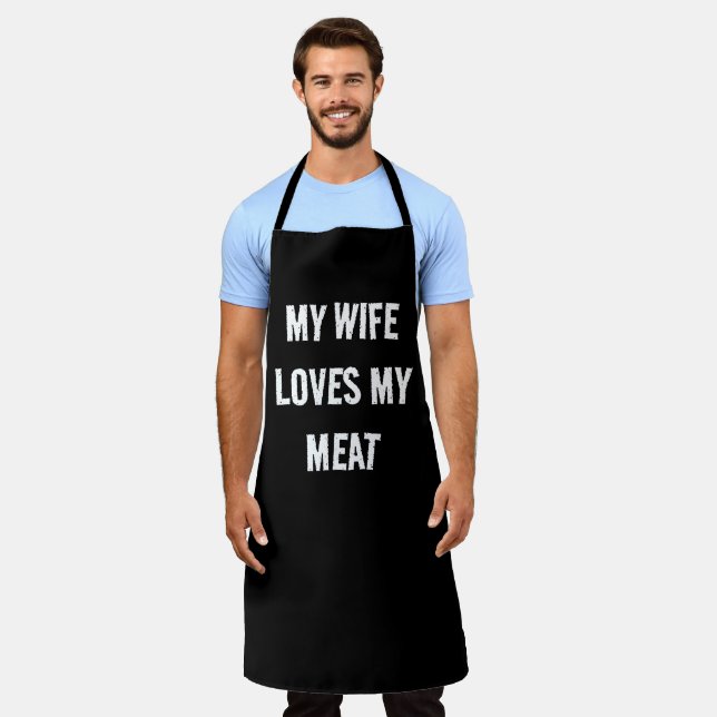 BBQ Apron This Guy Rubs His Meat Funny Aprons  (Worn)