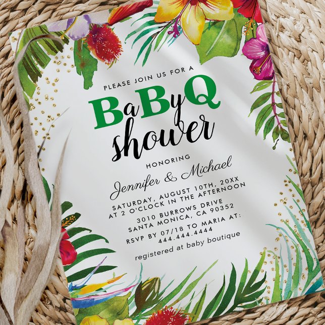 BBQ Baby Couples Shower | Tropical Babyq Barbecue Invitation (Creator Uploaded)