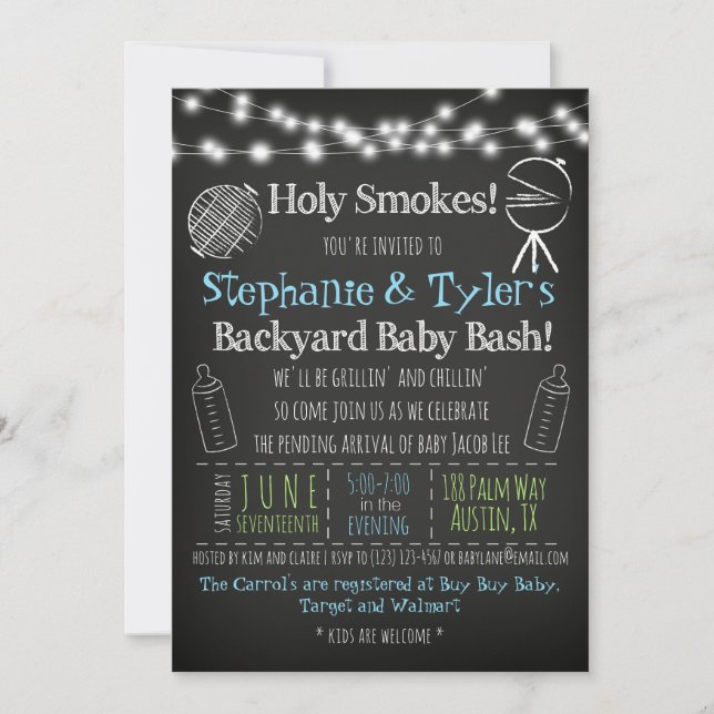 BBQ BaBy-Q Baby Shower Invitation and Book Card (Front)