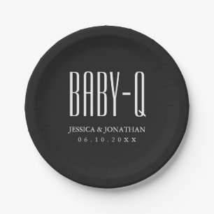 BBQ Baby Q Backyard Baby Shower Barbeque Paper Plate