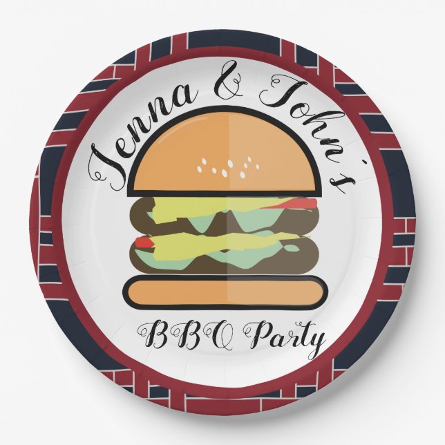 BBQ Baby Q Barbecue Party Birthday Baby Shower Paper Plate (Front)