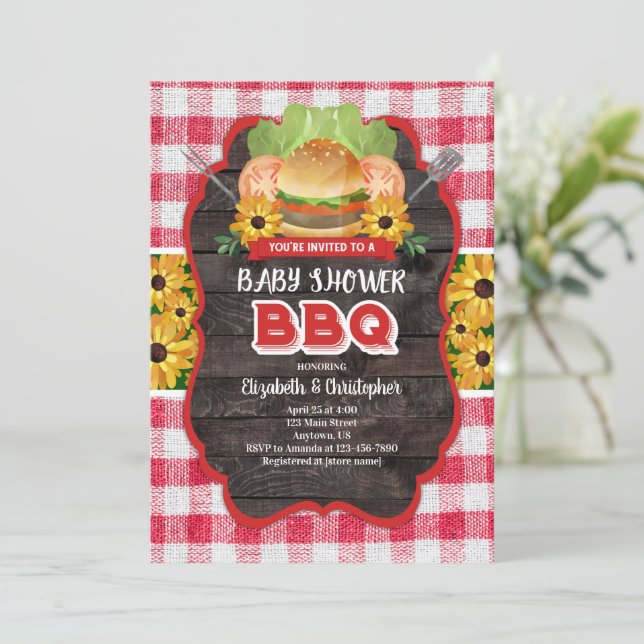 BBQ Baby Shower Barbecue Invitation (Standing Front)