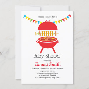 bbq baby shower bbq party, barbecue, bbq grill, invitation