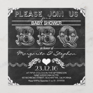 BBQ baby shower black chalkboard invitations