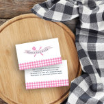 BBQ Baby Shower Books for Baby Vintage Pink Plaid Enclosure Card<br><div class="desc">BBQ Baby Shower book request enclosure card, in pink navy blue and white. The design elements are perfect for a Bbq baby shower, backyard baby shower, outdoor picnic etc.. and you are welcome to edit the books for baby poem if you wish. This charming rustic design has vintage typography and...</div>