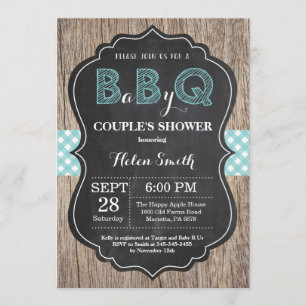 BBQ Baby Shower Invitation Baby Q Backyard Aqua
