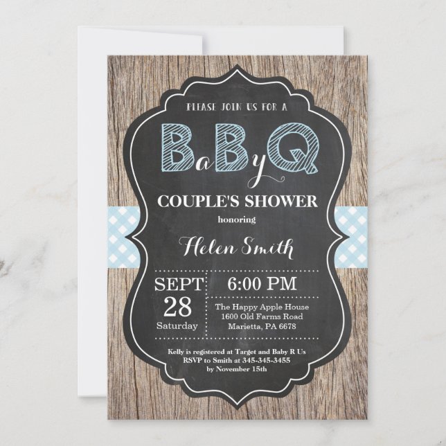 BBQ Baby Shower Invitation Baby Q Backyard Boy (Front)
