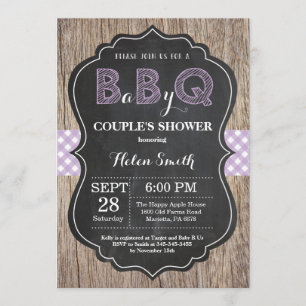 BBQ Baby Shower Invitation Baby Q Backyard Purple