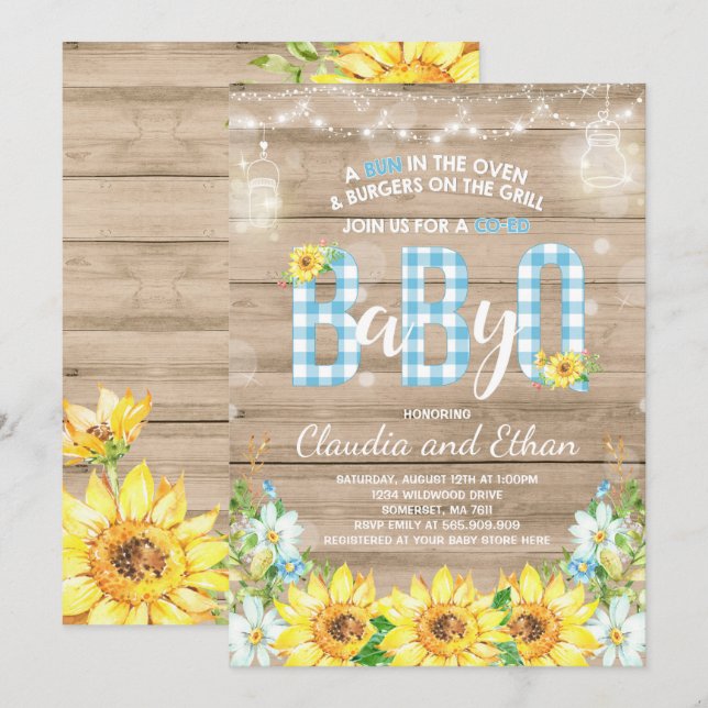BBQ Baby Shower Invitation Baby Q Couples Shower (Front/Back)