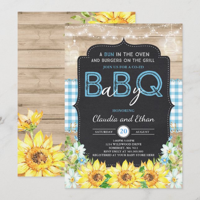 BBQ Baby Shower Invitation Baby Q Couples Shower (Front/Back)
