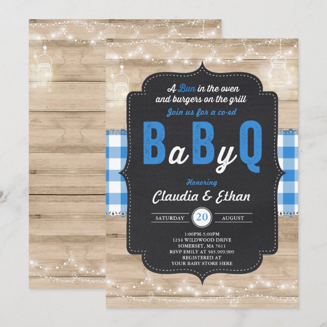 BBQ Baby Shower Invitation Baby Q Couples Shower (Front/Back)