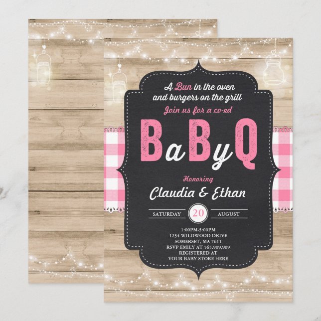 BBQ Baby Shower Invitation Baby Q Couples Shower (Front/Back)