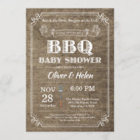 BBQ Baby Shower Invitation Burlap Vintage