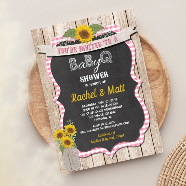 BBQ Baby Shower invitation girl pink yellow (Creator Uploaded)
