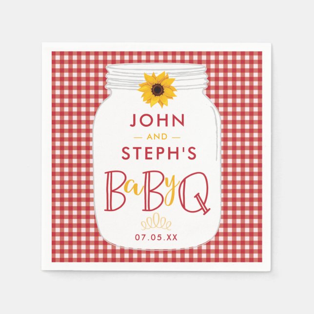 BBQ Baby Shower Napkins, BaByQ Barbeque Party Napkin (Front)