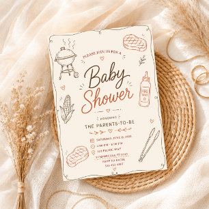 BBQ Baby Shower Parents To Be Rustic Couple Invitation