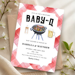 BBQ Baby Shower Red Gingham Baby-Q Invitation