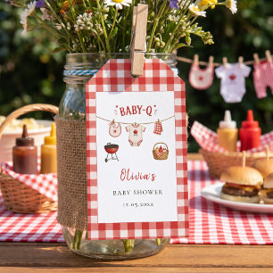 Bbq Baby Shower Rustic Red Gingham Gift Tags